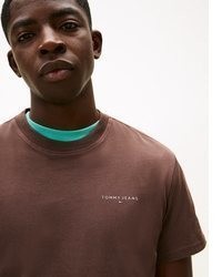 dunkelbraunes T-Shirt mit einem Rundhalsausschnitt von Tommy Jeans