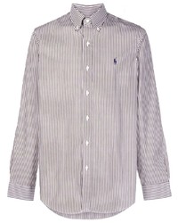 dunkelbraunes vertikal gestreiftes Langarmhemd von Polo Ralph Lauren
