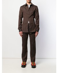 dunkelbraunes vertikal gestreiftes Langarmhemd von Acne Studios