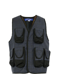 dunkelgraue ärmellose Jacke mit Schottenmuster von Junya Watanabe MAN