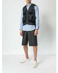 dunkelgraue ärmellose Jacke mit Schottenmuster von Junya Watanabe MAN