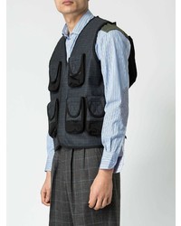 dunkelgraue ärmellose Jacke mit Schottenmuster von Junya Watanabe MAN