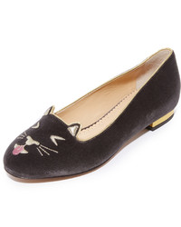 dunkelgraue Ballerinas von Charlotte Olympia