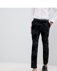 dunkelgraue bedruckte Anzughose aus Samt von Twisted Tailor