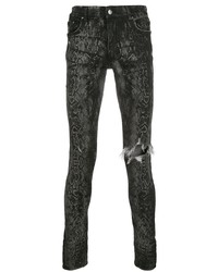dunkelgraue bedruckte enge Jeans von Amiri