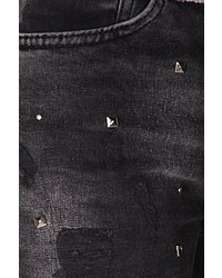 dunkelgraue bedruckte enge Jeans von Bright Jeans