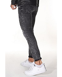 dunkelgraue bedruckte enge Jeans von Bright Jeans
