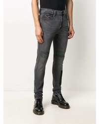 dunkelgraue bedruckte enge Jeans von Diesel