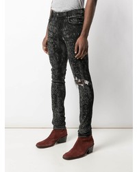 dunkelgraue bedruckte enge Jeans von Amiri