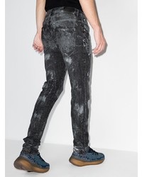 dunkelgraue bedruckte enge Jeans von purple brand