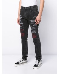 dunkelgraue bedruckte enge Jeans von Haculla