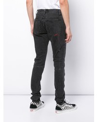 dunkelgraue bedruckte enge Jeans von Haculla