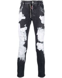 dunkelgraue bedruckte enge Jeans von DSQUARED2