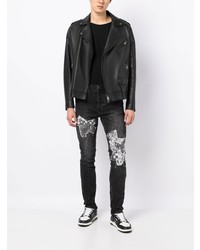 dunkelgraue bedruckte enge Jeans von Ksubi