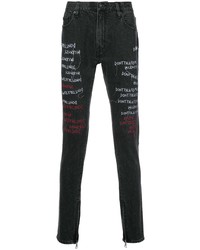 dunkelgraue bedruckte enge Jeans von Haculla