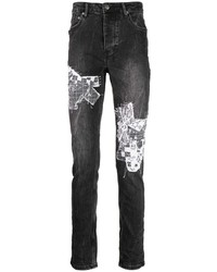 dunkelgraue bedruckte enge Jeans von Ksubi