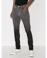 dunkelgraue bedruckte enge Jeans von purple brand