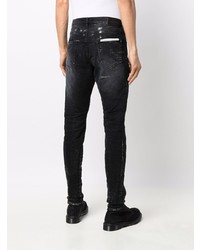 dunkelgraue bedruckte enge Jeans von purple brand