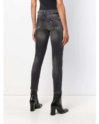dunkelgraue bedruckte enge Jeans von John Richmond