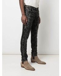 dunkelgraue bedruckte enge Jeans von Amiri