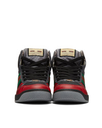 dunkelgraue bedruckte hohe Sneakers von Gucci