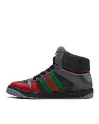 dunkelgraue bedruckte hohe Sneakers von Gucci