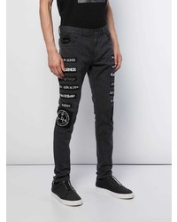 dunkelgraue bedruckte Jeans von Undercover