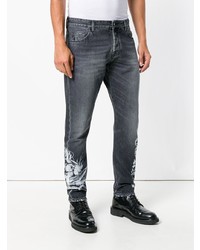 dunkelgraue bedruckte Jeans von Marcelo Burlon County of Milan
