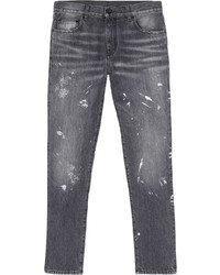dunkelgraue bedruckte Jeans von Off-White