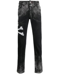 dunkelgraue bedruckte Jeans von Philipp Plein
