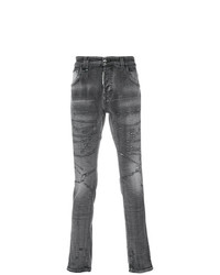 dunkelgraue bedruckte Jeans von Philipp Plein