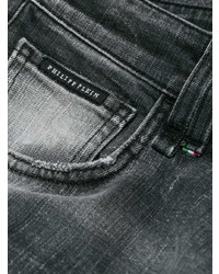 dunkelgraue bedruckte Jeans von Philipp Plein