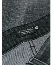 dunkelgraue bedruckte Jeans von Philipp Plein