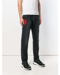 dunkelgraue bedruckte Jeans von Philipp Plein