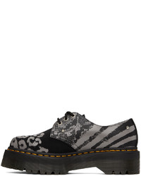dunkelgraue bedruckte Leder Derby Schuhe von Dr. Martens