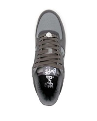 dunkelgraue bedruckte Leder niedrige Sneakers von A Bathing Ape