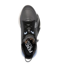 dunkelgraue bedruckte niedrige Sneakers von Fendi