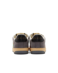 dunkelgraue bedruckte niedrige Sneakers von Gucci