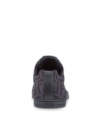 dunkelgraue bedruckte Segeltuch niedrige Sneakers von Fendi