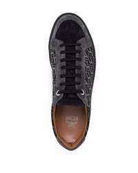 dunkelgraue bedruckte Segeltuch niedrige Sneakers von MCM