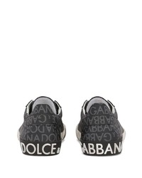 dunkelgraue bedruckte Segeltuch niedrige Sneakers von Dolce & Gabbana