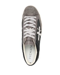 dunkelgraue bedruckte Segeltuch niedrige Sneakers von Premiata