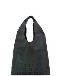 dunkelgraue bedruckte Shopper Tasche aus Segeltuch