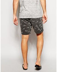 dunkelgraue bedruckte Shorts von Asos