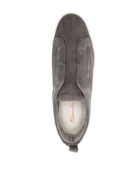 dunkelgraue bedruckte Slip-On Sneakers aus Wildleder von Santoni