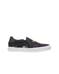 dunkelgraue bedruckte Slip-On Sneakers von Fendi
