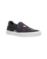 dunkelgraue bedruckte Slip-On Sneakers von Fendi