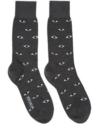 dunkelgraue bedruckte Socken