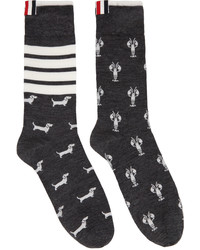 dunkelgraue bedruckte Socken von Thom Browne