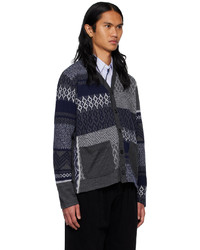 dunkelgraue bedruckte Strickjacke von Comme des Garcons Homme